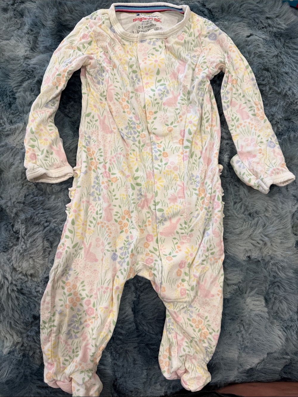 Magnetic Me Pastel Floral Footed One-Piece in Pink and Cream